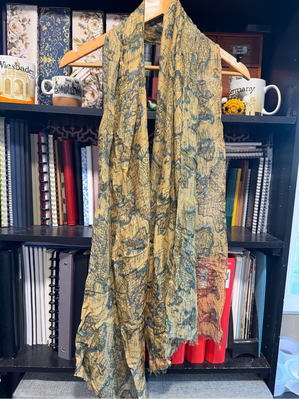 Patricia Nash Yellow and Blue Map-Print Scarf